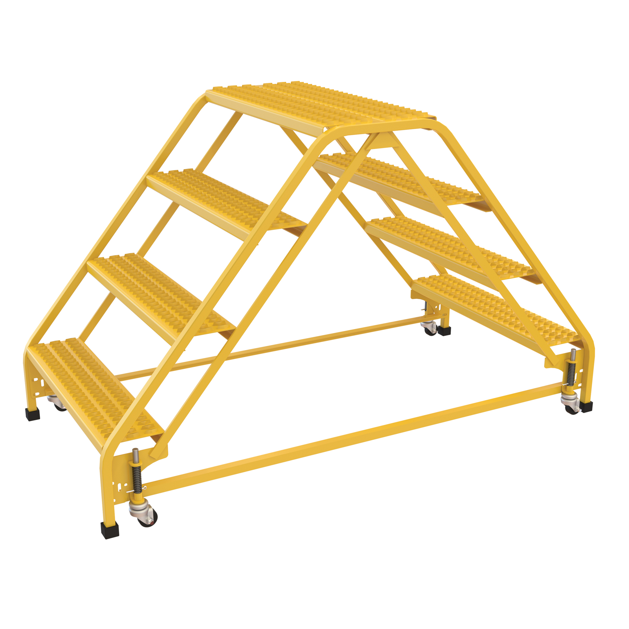 Vestil Double-Sided Grip Strut Ladder - 4 Steps, 40in. Height, Steel, Yellow, Model# LAD-DD-P-32-4-G